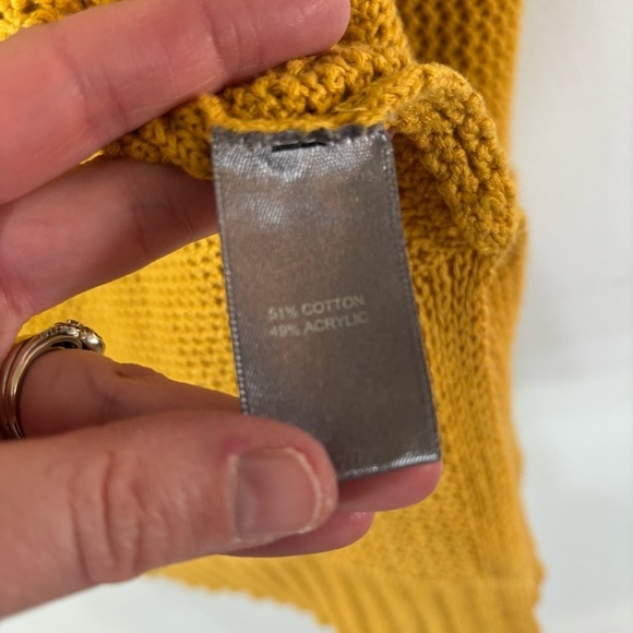 Marled Mustard Yellow Hooded Open Front Cardigan Sweater Size M - Picture 6 of 6